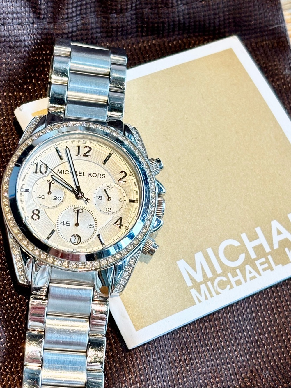 Michael Kors Silver Crystal-Accent Chronograph Watch